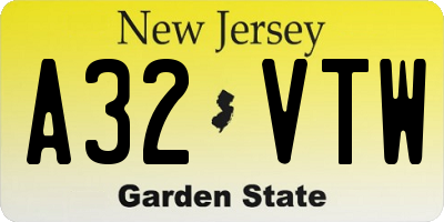 NJ license plate A32VTW