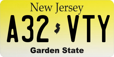 NJ license plate A32VTY