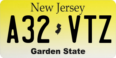 NJ license plate A32VTZ