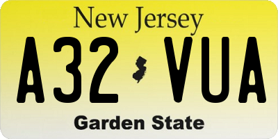 NJ license plate A32VUA
