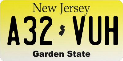 NJ license plate A32VUH