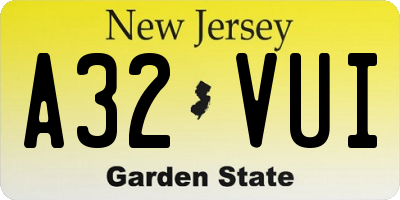 NJ license plate A32VUI