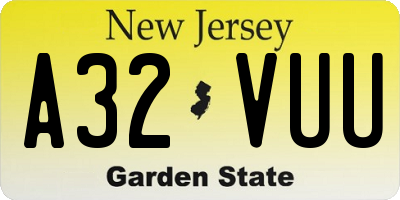NJ license plate A32VUU