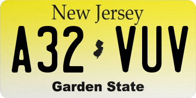NJ license plate A32VUV