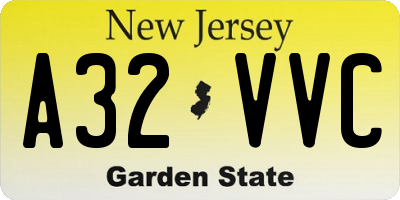 NJ license plate A32VVC