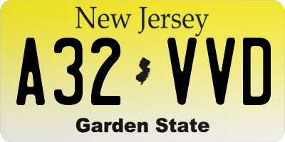 NJ license plate A32VVD