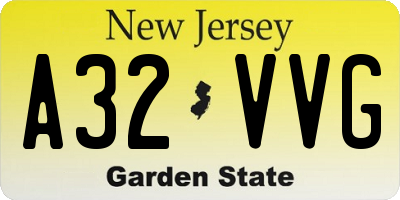 NJ license plate A32VVG