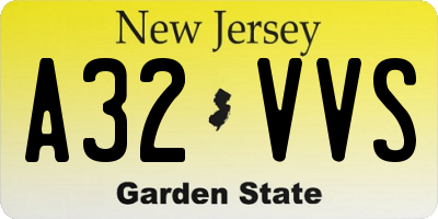 NJ license plate A32VVS