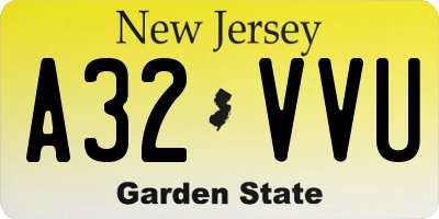 NJ license plate A32VVU