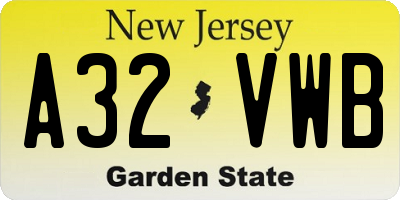 NJ license plate A32VWB
