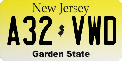 NJ license plate A32VWD