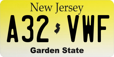 NJ license plate A32VWF