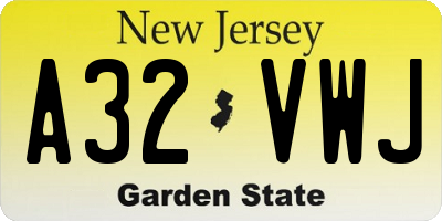 NJ license plate A32VWJ