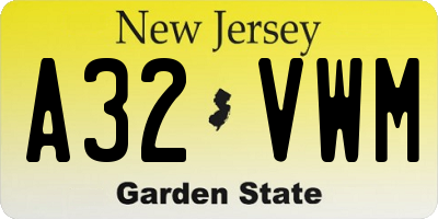 NJ license plate A32VWM