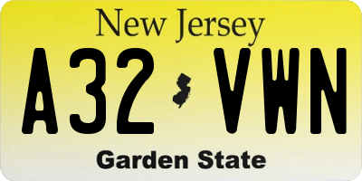 NJ license plate A32VWN