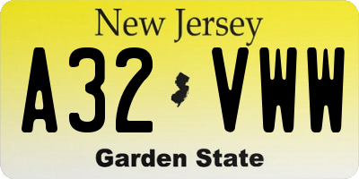 NJ license plate A32VWW