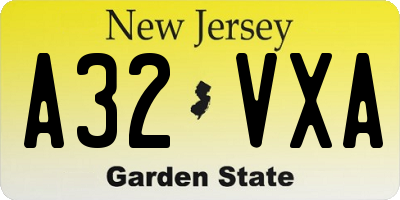 NJ license plate A32VXA