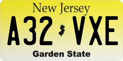 NJ license plate A32VXE