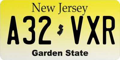 NJ license plate A32VXR