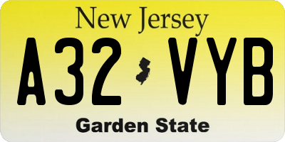 NJ license plate A32VYB