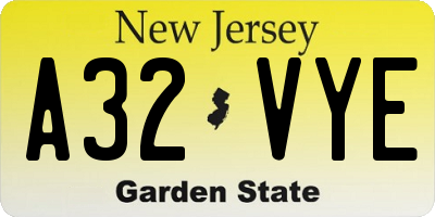 NJ license plate A32VYE