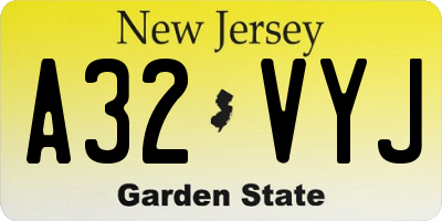 NJ license plate A32VYJ