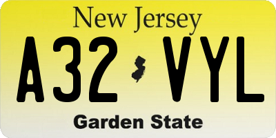 NJ license plate A32VYL
