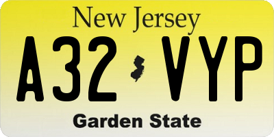 NJ license plate A32VYP