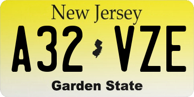 NJ license plate A32VZE