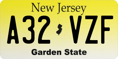 NJ license plate A32VZF
