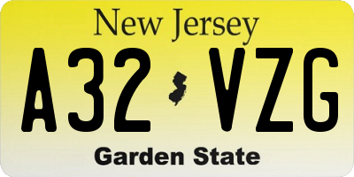 NJ license plate A32VZG