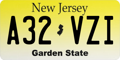 NJ license plate A32VZI
