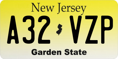 NJ license plate A32VZP