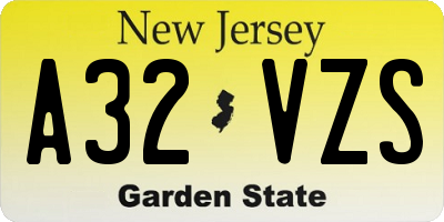 NJ license plate A32VZS