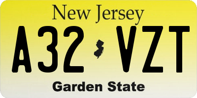 NJ license plate A32VZT