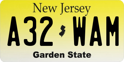 NJ license plate A32WAM