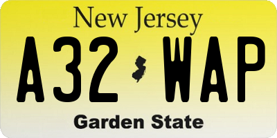 NJ license plate A32WAP
