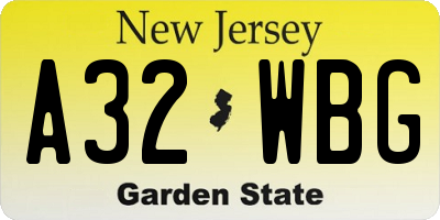 NJ license plate A32WBG