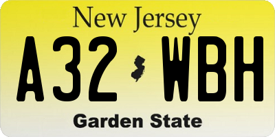 NJ license plate A32WBH