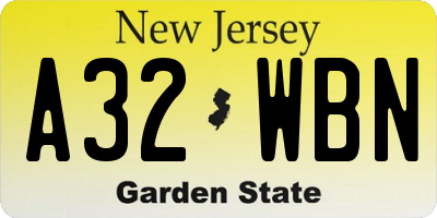 NJ license plate A32WBN