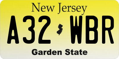 NJ license plate A32WBR