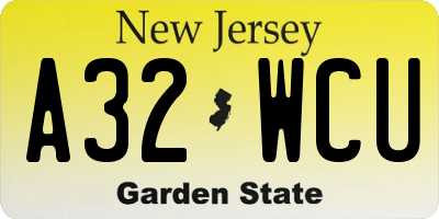 NJ license plate A32WCU