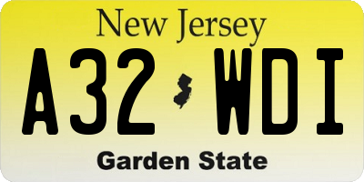 NJ license plate A32WDI