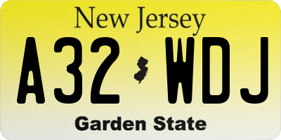 NJ license plate A32WDJ