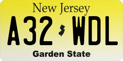 NJ license plate A32WDL