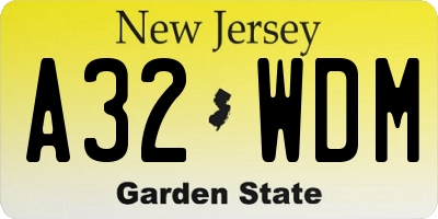 NJ license plate A32WDM
