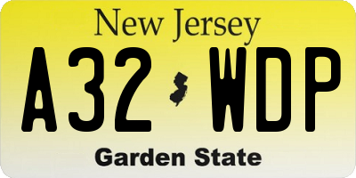 NJ license plate A32WDP