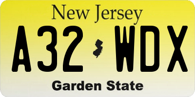 NJ license plate A32WDX