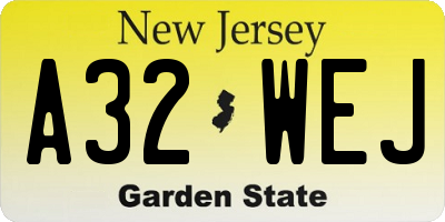 NJ license plate A32WEJ