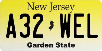 NJ license plate A32WEL
